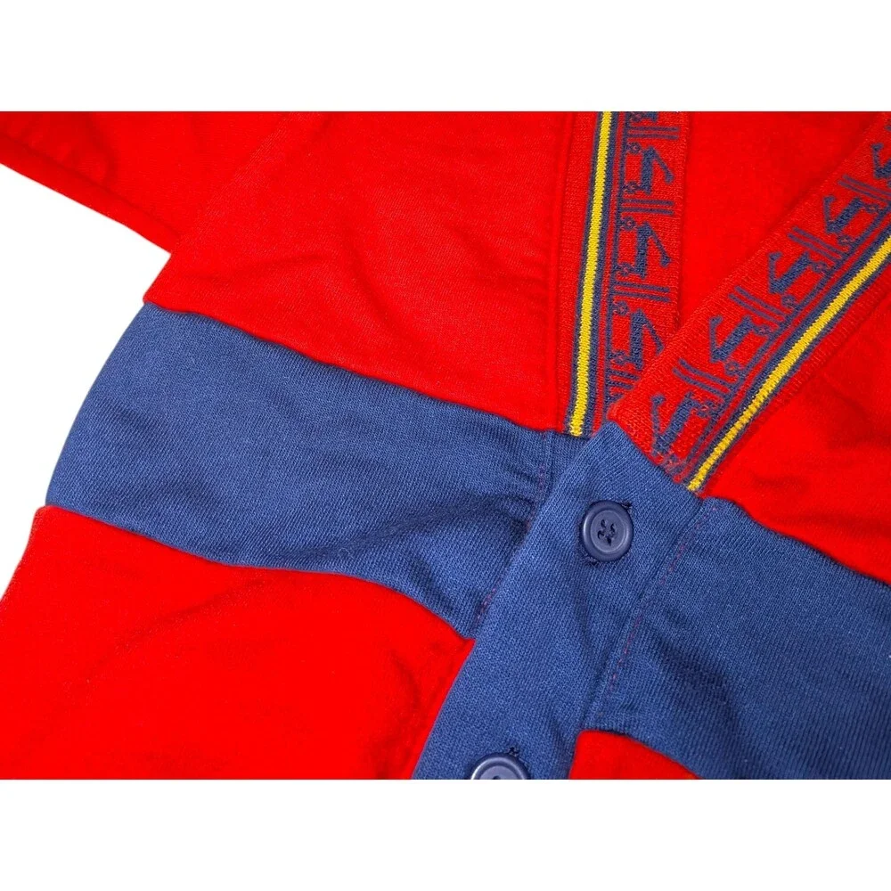 Vintage OshKosh Bgosh Red Navy Cardigan Sweater 24M Made in USA Embroidered Dog